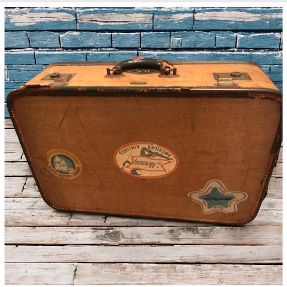 1950–60s ヴィンテージスーツケース 大型 希少ステッカー付 1940's Vintage Hard Shell Suitcase W/ Travel Stickers, Photos