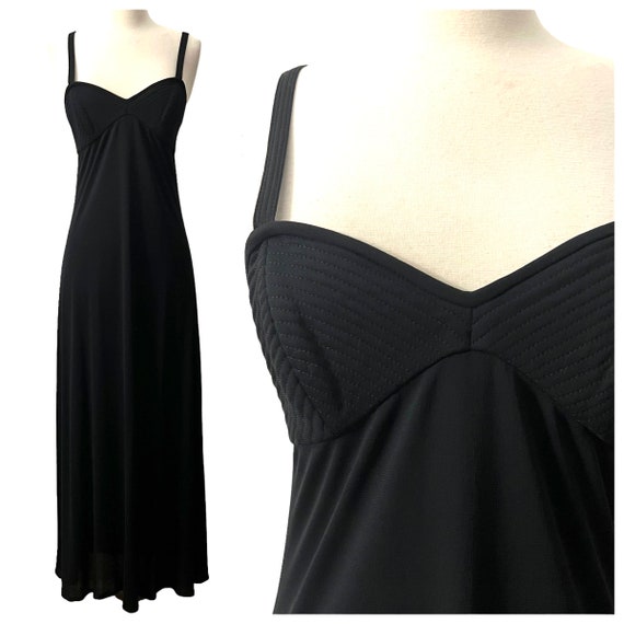 1990’s Vintage Black Maxi Dress, Sleeveless, Vint… - image 2
