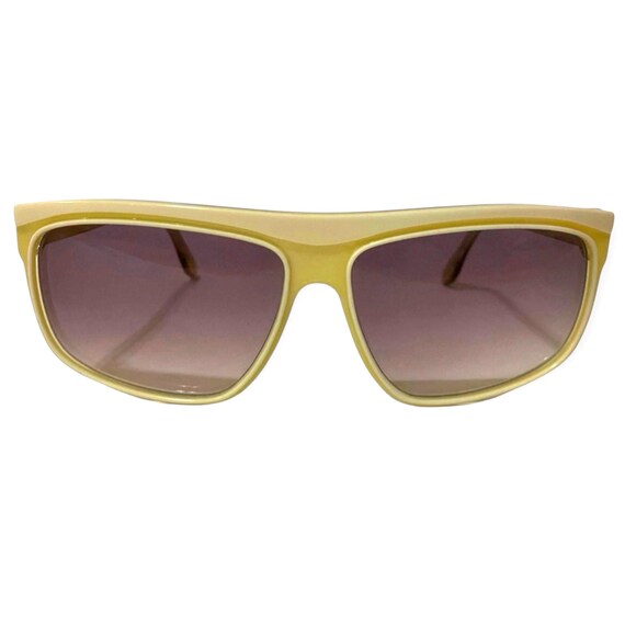 1980’s Oversized Angular Sunglasses in a Yellow &… - image 2