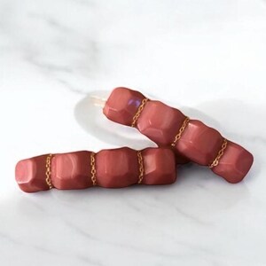 Alexandre De Paris Vintage Barrettes, Pink & Gold, Made in  display picture 1