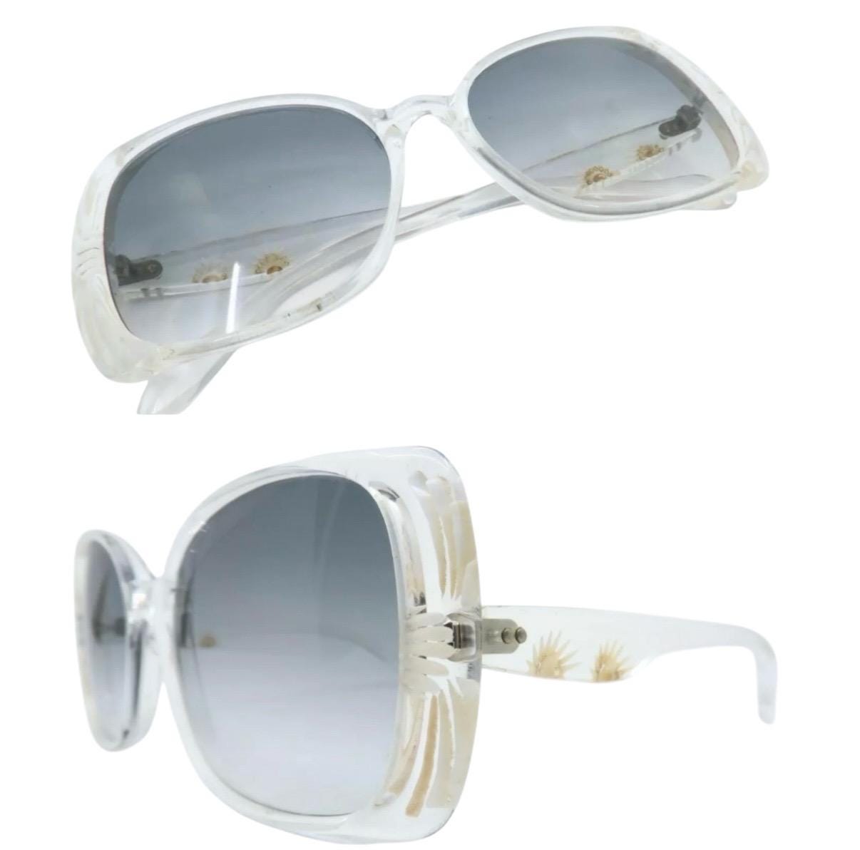 Vintage Clear Oversized French Sunglasses, Model Plaza 9/001, Hand Carved 953348F3-1C4B-4707-8E8C-  main image 4