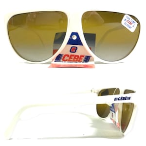 Óculos de sol esportivos brancos CEBE vintage dos anos 80, estilo aviador, sem uso, fabricados na França, unissex