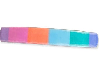 1980’s Pastel Rainbow French Bar Barrette, Colorful Vintage French Hair Clip, Pride!, 4” Long, Deadstock