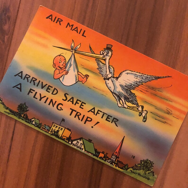 Linen Postcard 1940\u2019s Deadstock Comic Postcard VIntage 1940/'S Postcard Unused