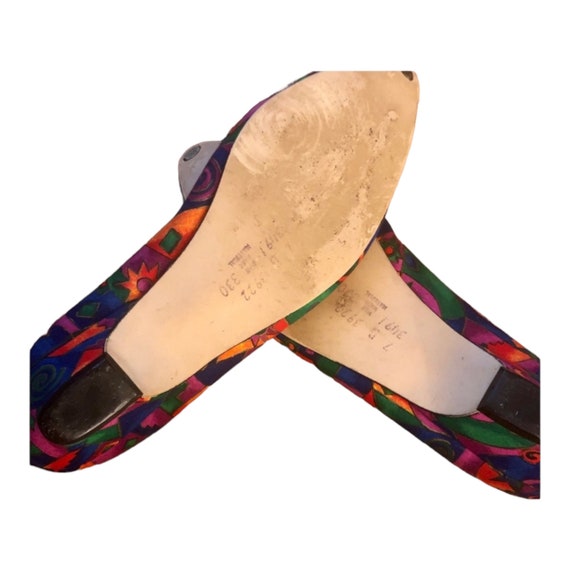 Vintage Colorful Flats, Tiny Block heel, Size 7B Gem