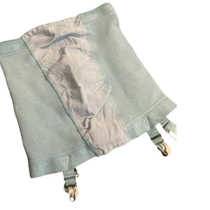 1950’s Bombshell Baby Blue Stretch Open Bottlr Girdle with Garters, VLV, Medium