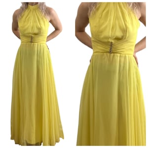 Stunning 1960’s Vintage Yellow Chiffon Dress, Small