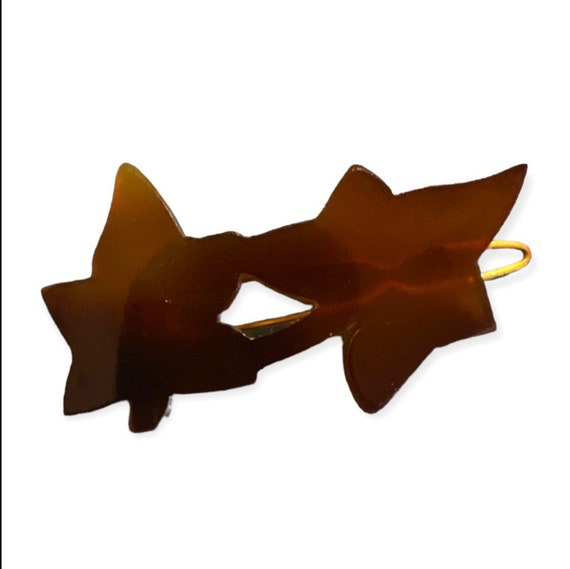 1970’s French Leaf Shaped Hair Barrette, Handmade in France, Deadstock 5” OOAK 1970 main image 2