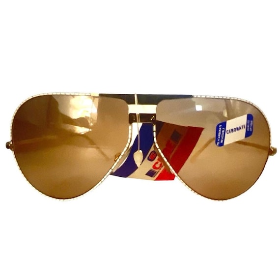1980’s Aviator Sunglasses by Cébé,  White & Gold,  Made in France, Unisex, NWT‎ 1980 main image 2