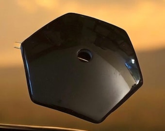 Alexandre de Paris Vintage 1970’s Mod Black Angular Barrette, Large Statement French Hair Clip, Handmade in Paris France