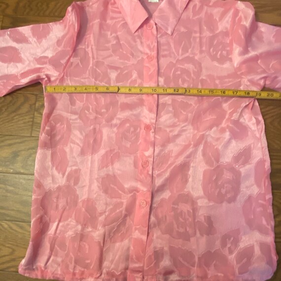Vintage Pink Sheer Floral Blouse, Small, 1980’s F… - image 6