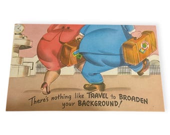 Vintage 1940’s Linen Humor Travel Postcard, Vintage 1940’s Curvy Woman Humor, Unused, Excellent  Frame Worthy Quality,  Quirky 1940’s Gift