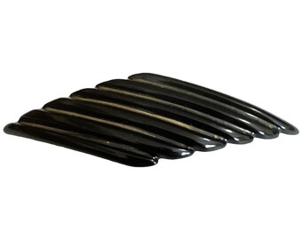 1970er Jahre Vintage Black & Gold Eckige französische Haarspange, Deadstock, ungetragen, handgefertigt in Frankreich