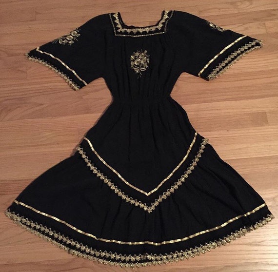 black and gold vintage dress