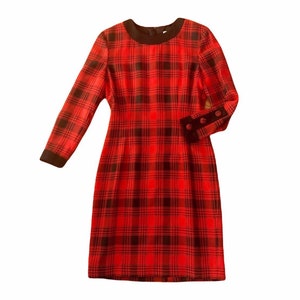Vintage 1980s Dress, Plaid Dress, Secretary Dress, Size 8/ M