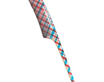 1960’s  Plaid French Fine Toothed Rattail Comb, Made in France, Deadstock Vintage Salon Comb, French Vintage Hair Comb