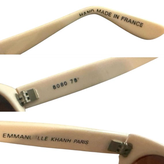 Emmanuelle Khanh Paris Cream Colored Thick Framed Sunglasses  display picture 3