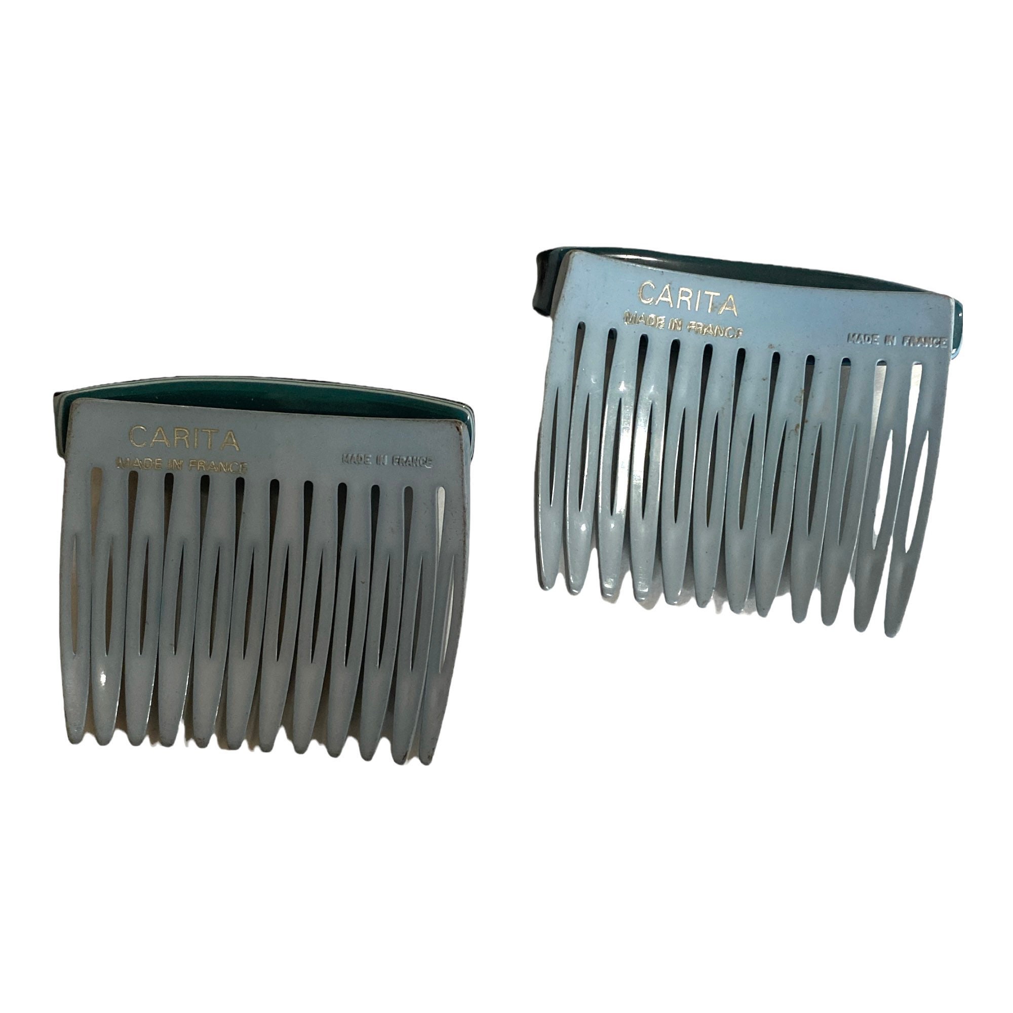 1980’s Carita France Hair Comb, Lavender & Black Camila Paris MP877/2 French Hair Side Comb, 3 inch Small  main image 4