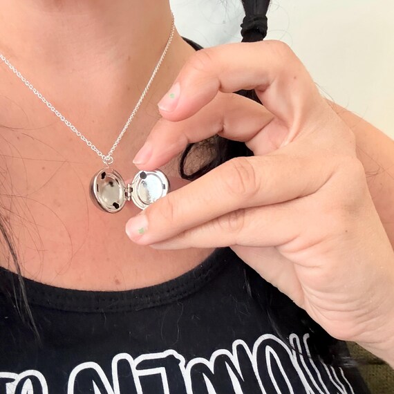 Vintage Silver Orb Functional Locket Pendant Neck… - image 7