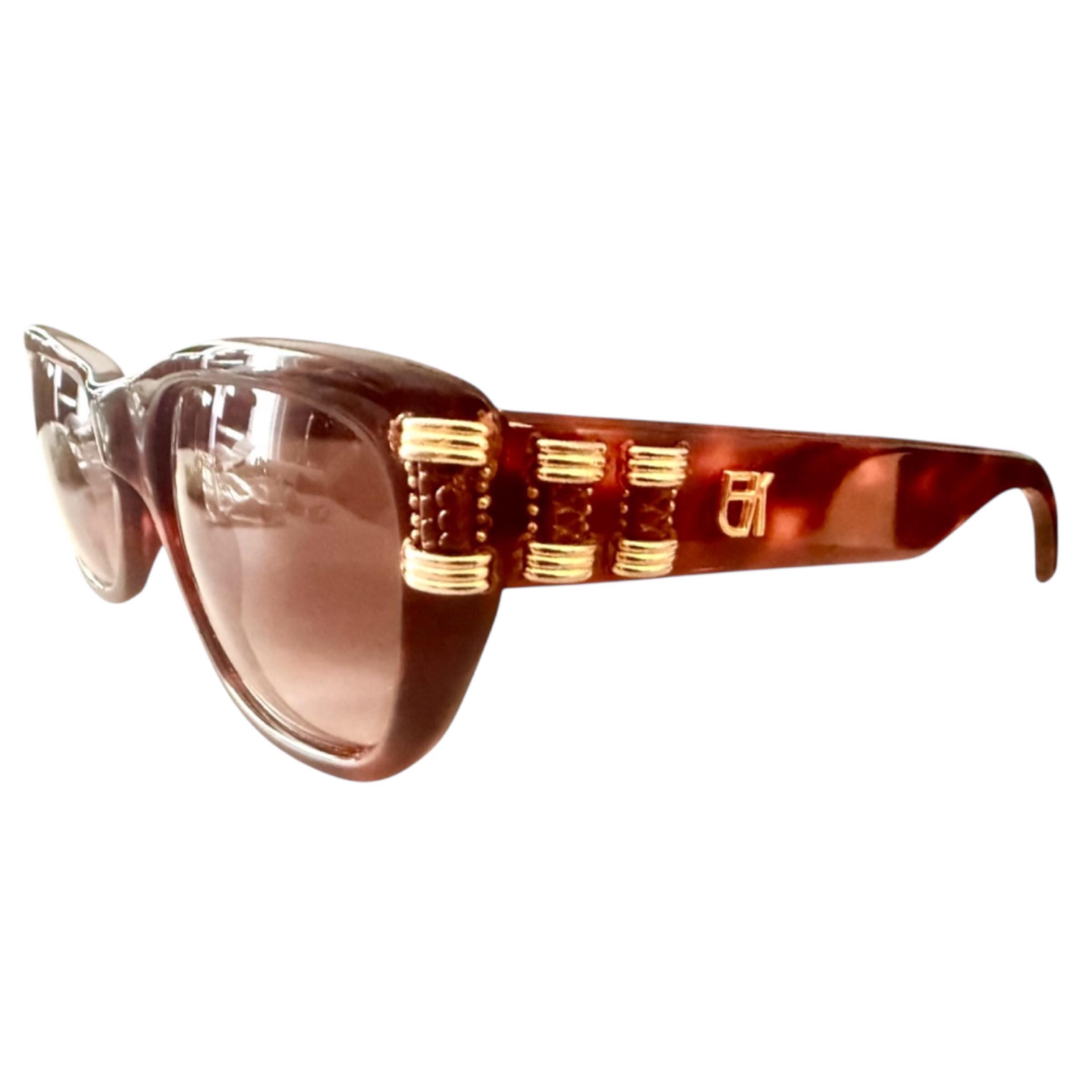Emmanuele Khanh 119 Sunglasses in Genuine Lizard Color/Tortoiseshell & Gold, HTF Emmanuele Khanh 119 Sunglasses in Genuine Lizard Color  main image 2