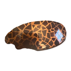 1980’s  Large French Animal Print Oval Shaped Barrette French Hair Clip, Handmade in France, Deadstock, 3.5” Long