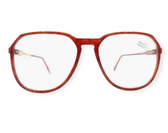 Vintage 1970s Silhouette Eyeglasses with Original Demo Lenses in a Red Tone, Made in Austria, Deadstock
