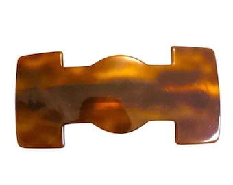 Pinza para el cabello francesa vintage de los años 70 de AUGUSTE BONAZ, tallada a mano en carey, pasador parisino de diseño de alta gama, 8,9 cm de largo, nueva sin usar.