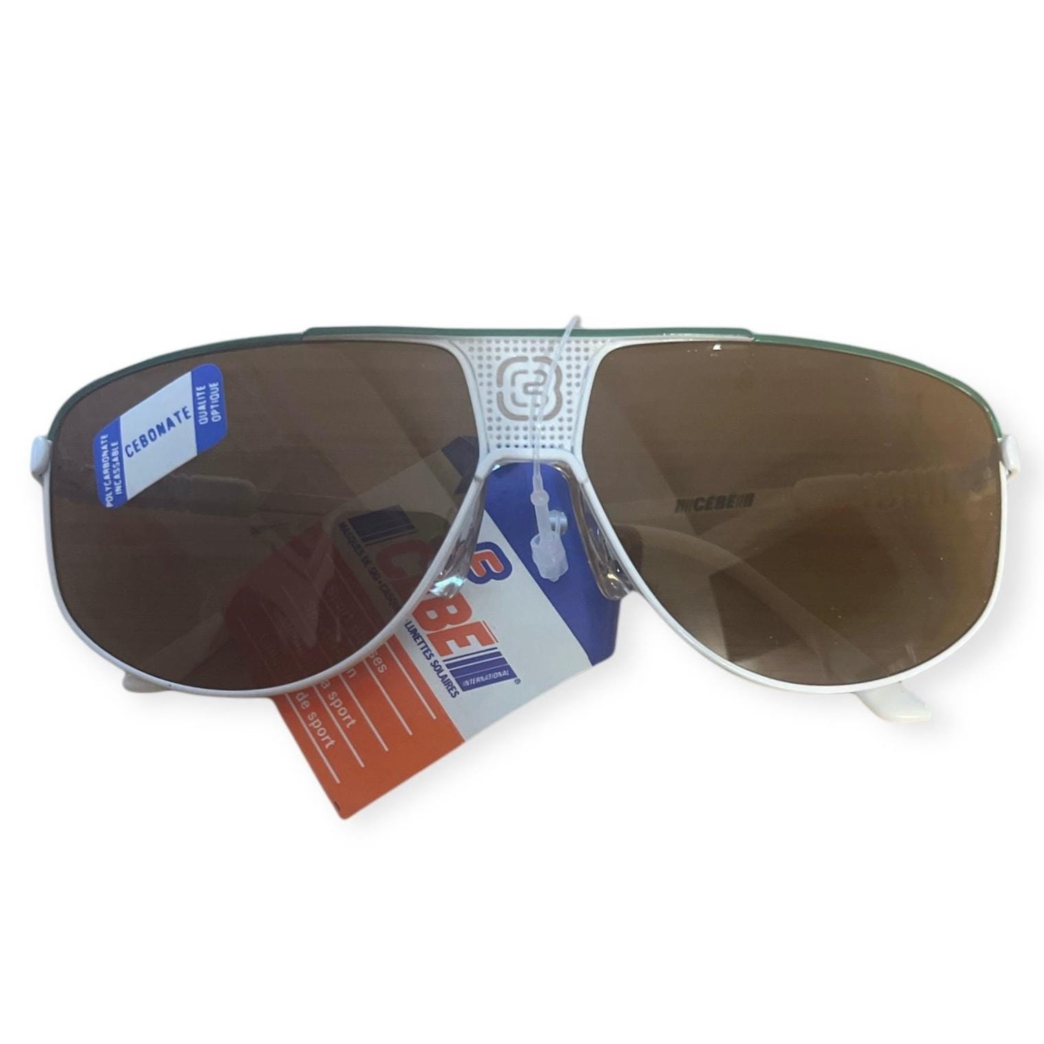 Vintage CEBE White Sunglasses, Aviator Style, Deadstock, Made in France, Unisex NOS 80s vintage CEBE aviator polarized sunglasses OG DS main image 2