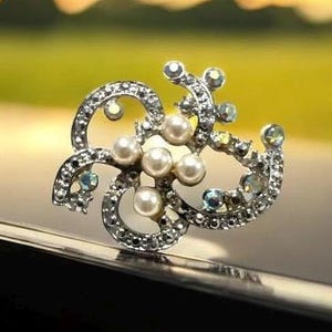 Einzigartige 1950er Jahre Strass und Perlen Brosche Mid Century Cocktail Brosche Pin, Vintage Strass