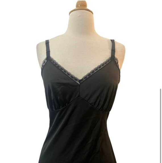 1950’s Vintage Bombshell Black Full Slip, Size 32… - image 3