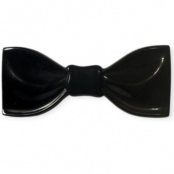 Vintage Mod Jet Black Bow Barrette, Hair Clip, Made in  display picture 1