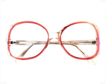 1980er Vintage Oversized Brille in Rot & Klar mit Cutouts, von Elite Optisches Mod Beatrice, Ungetragen/Deadstock