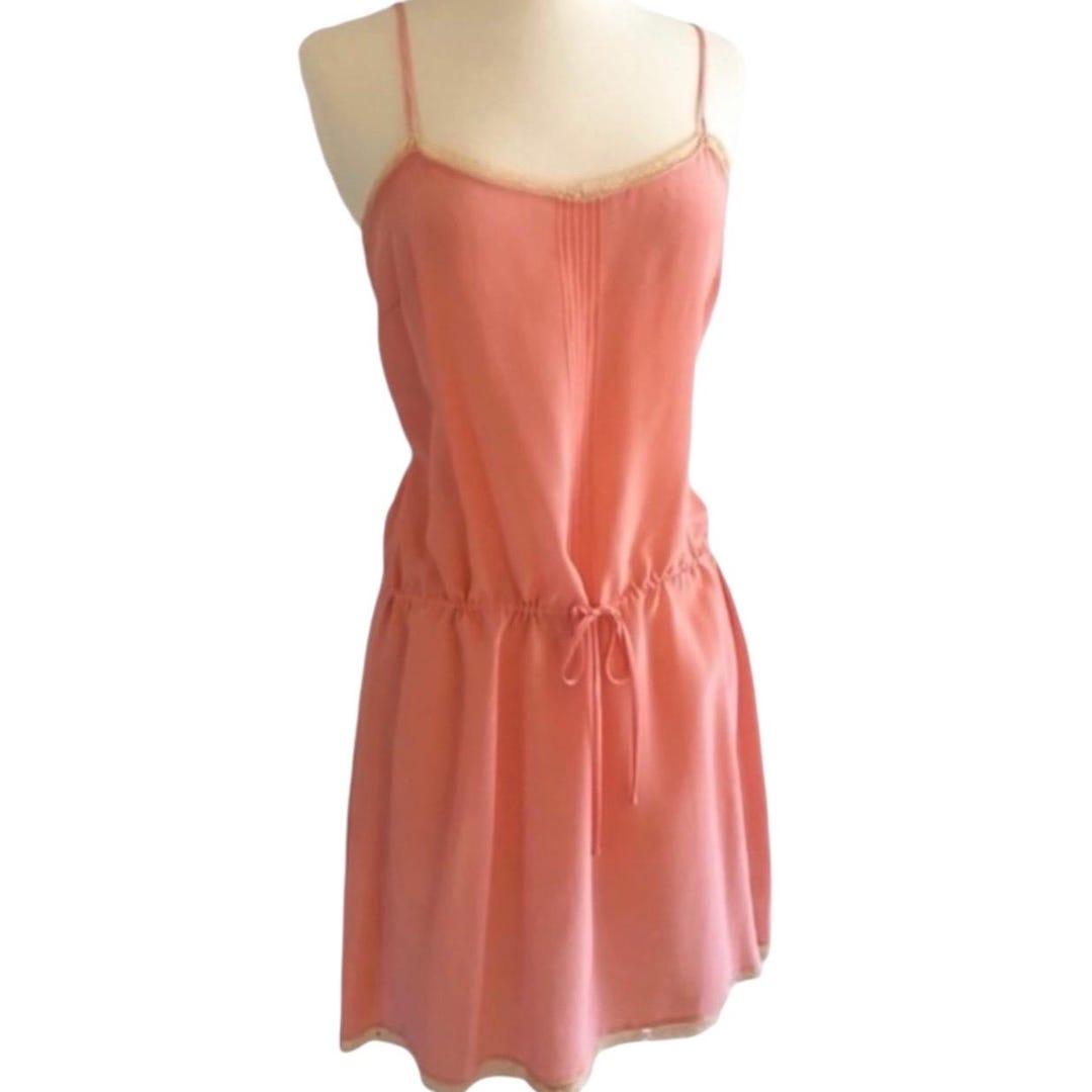 Y2K Princess Tam Tam Silk Nightgown Peach Lounge Dress Nightgown S 