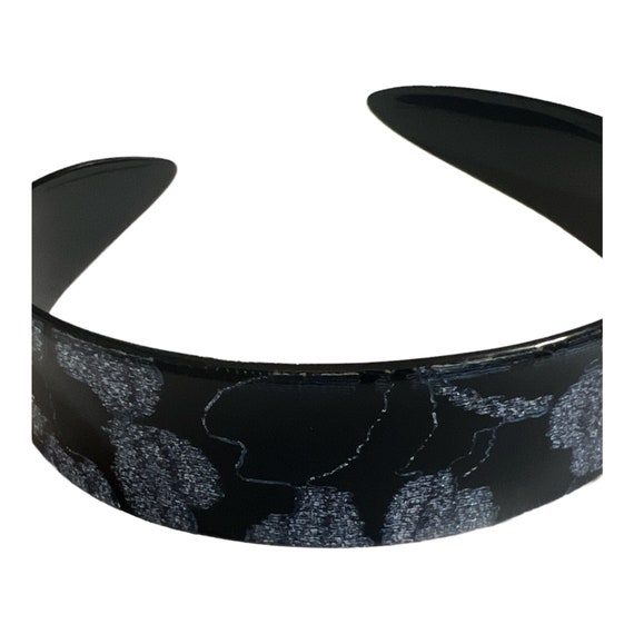 New Vintage French Headband in Black & Shimmery Blue, Deadstock Black-Pearl-Headband-Velvet-  main image 3
