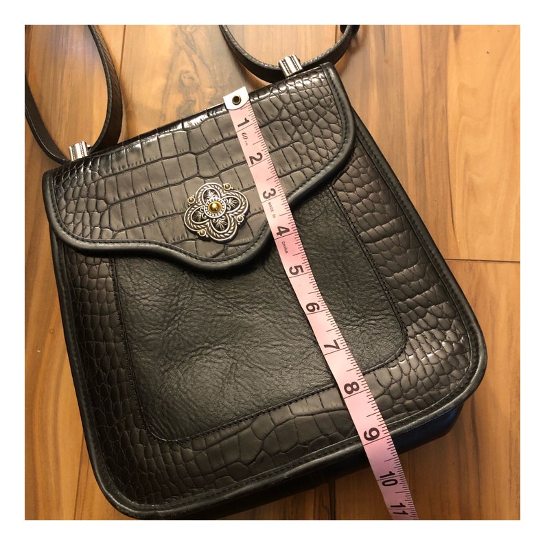 Vintage Brighton Black Leather Handbag Crossbody Shoulder Bag Etsy