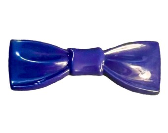 Barrette vintage con fiocco blu, prodotta in Francia, Deadstock