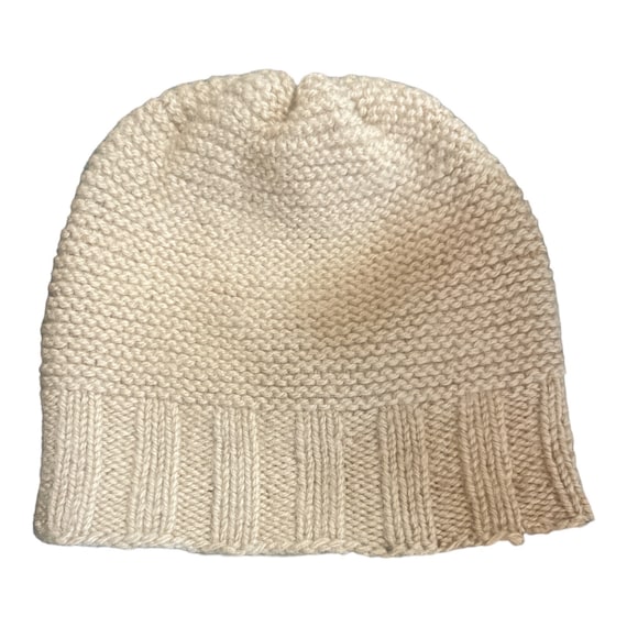 Vintage tan knitted brim hat Vintage Wool Knit Beannie Hat Cap Tan Brown Pattern - Etsy main image 3