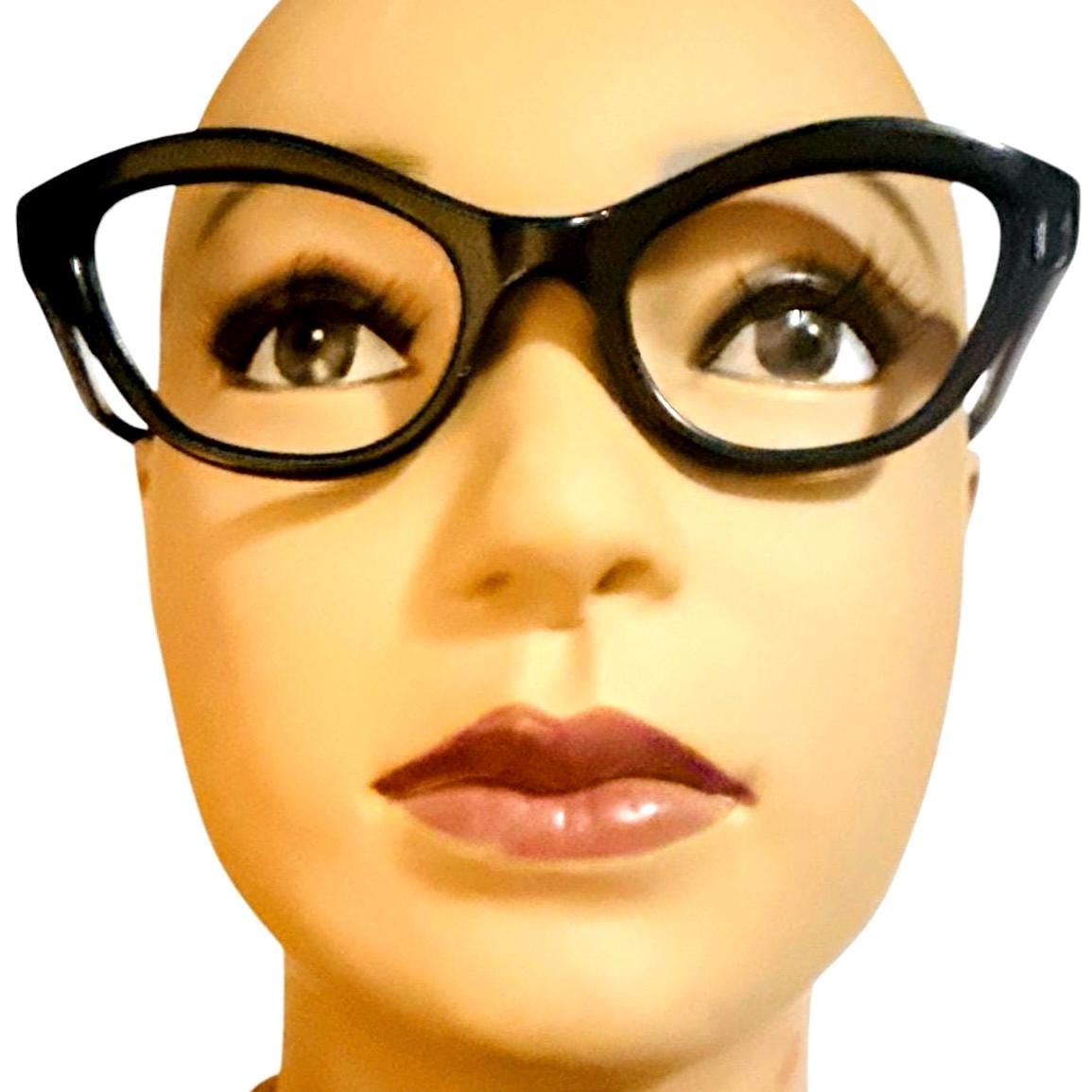 1950’s French Jet Black Cateye Eyeglasses, Prescription Ready, Made in France 1950 main image 3