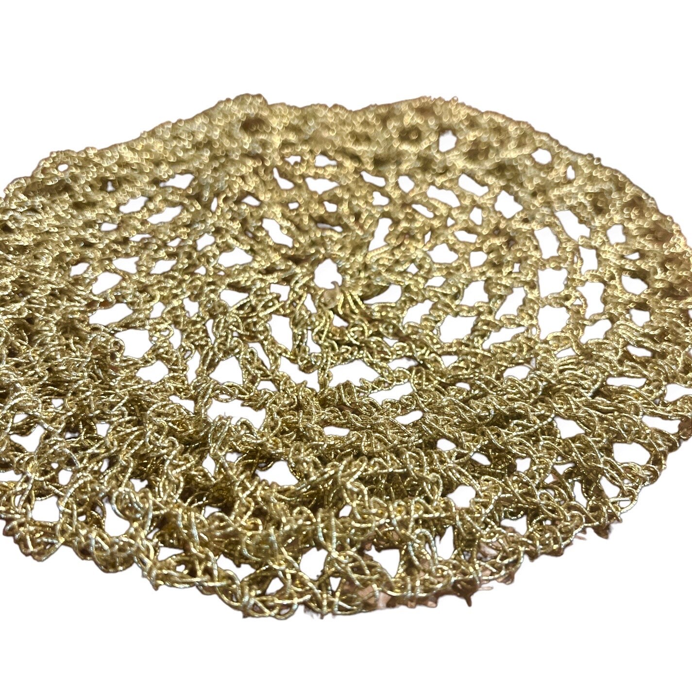 Gorgeous 1970’s Vintage Gold Metallic Crochet Beret, Pristine Condition, OSFM Glam 1970 main image 2