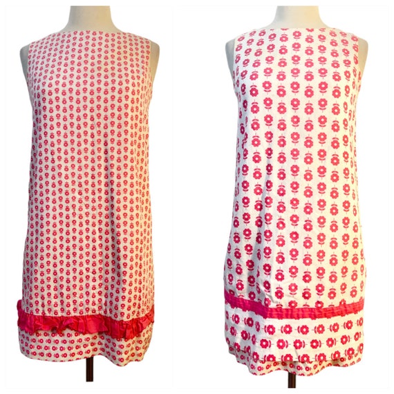 1960’s Mod Pink Reversable Mini Dress, Shift Dres… - image 1