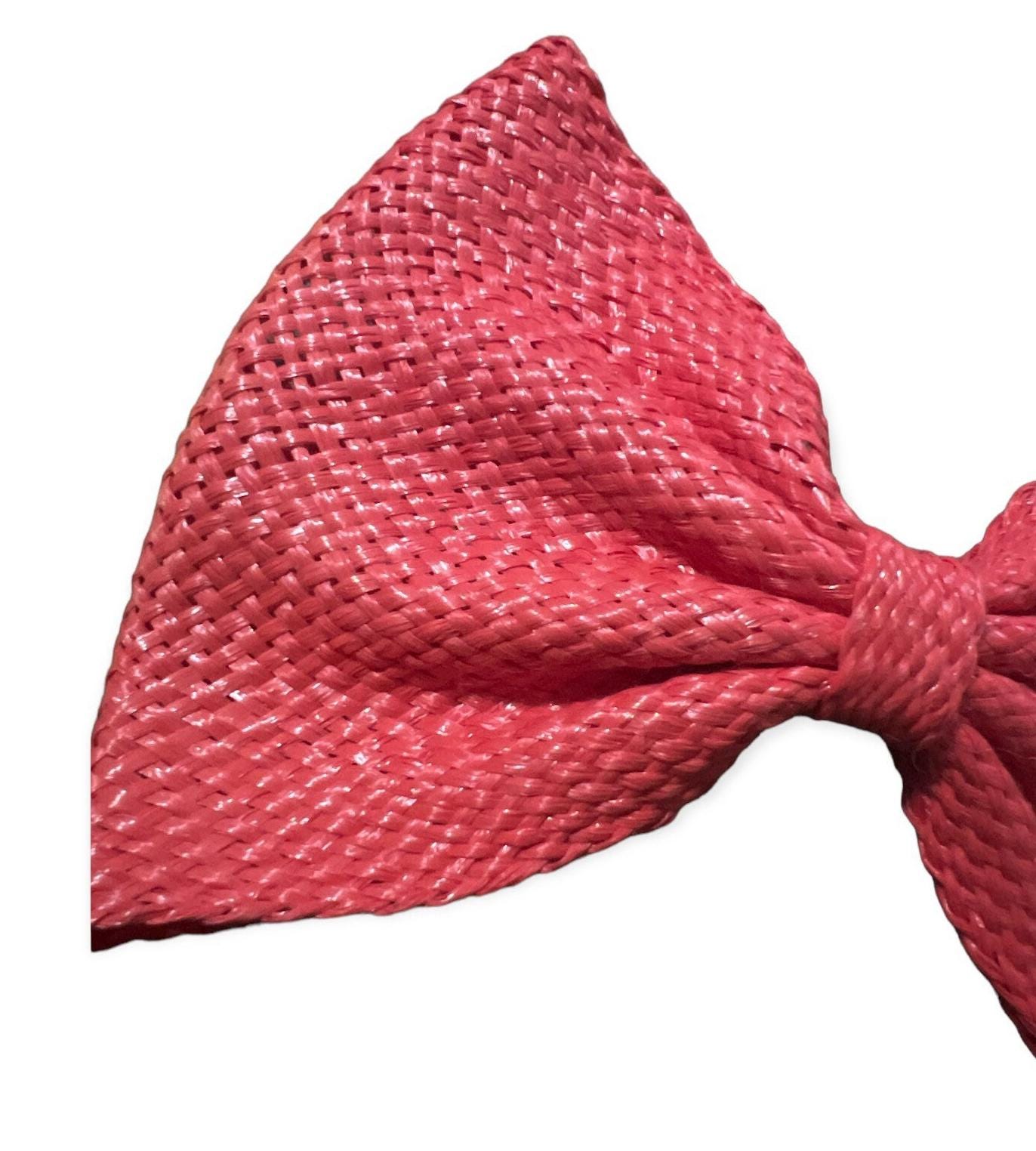 Vintage XL French Hair Bow, Red with Orange Undertone, Handmade in France, 5.5” Orange Hair Bow - Layered Grosgrain Bow on Clip - Beyond  main image 4
