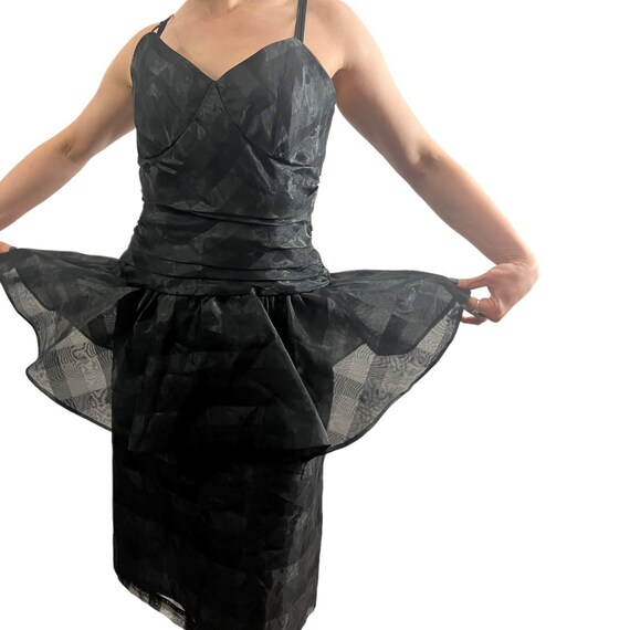 Gorgeous Black Vintage Dress with Peplum Detail &… - image 3