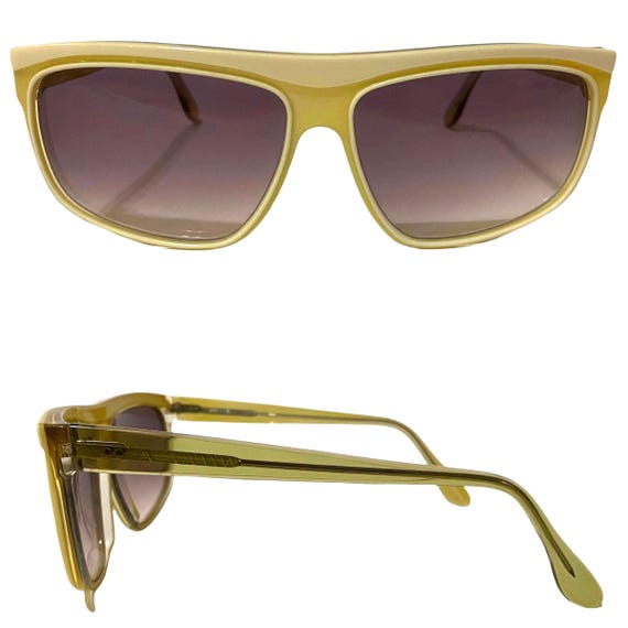 1980’s Oversized Angular Sunglasses in a Yellow &… - image 4