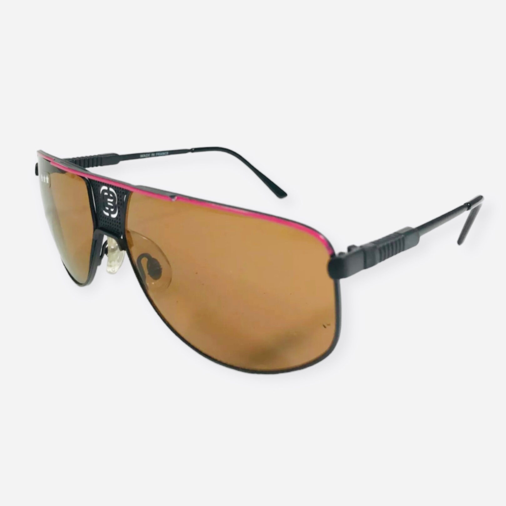 CEBE France Bijoux Metal Aviator Sunglasses, Black with Pink, Deadstock CEBE France Bijoux Metal Aviator Sunglasses, Gunmetal Black  main image 4