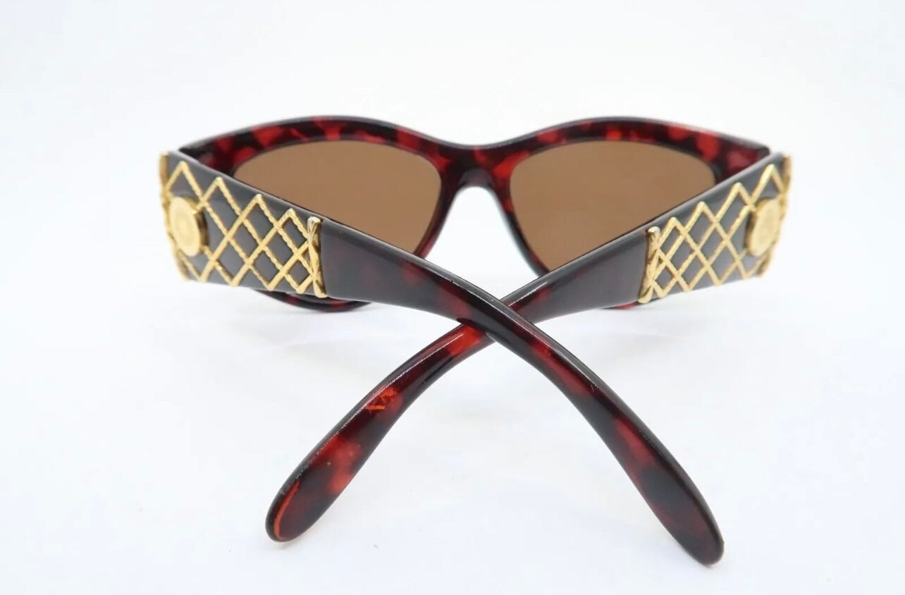 Vintage 90’s Rochas Paris Black Gold Statement Sunglasses Mod 901901 Made France Rochas Paris 9011 80s vintage sunglasses – The House of  main image 3