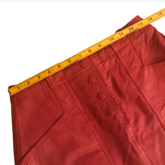 Vintage Red Leather Pencil Skirt, Ultra Sexy, Sma… - image 6