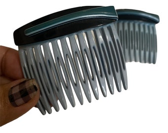 Carita Paris 1980’s French Hair Combs, Blue & Black, Unworn Old Store Stock Carita Paris 1980 main image 4
