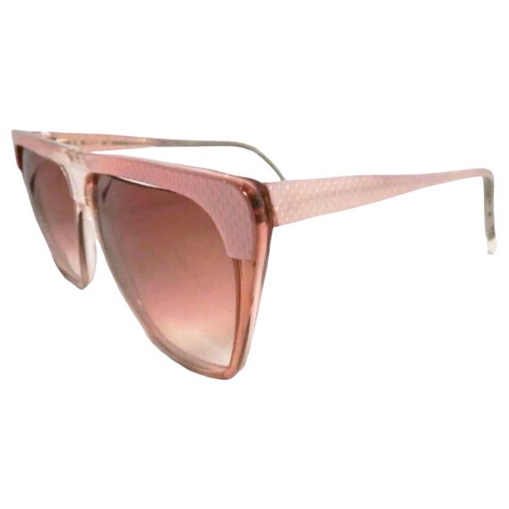 1980’s Pink Angular Sunglasses, Oversized Pink Su… - image 3