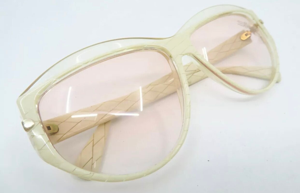 1980’s Silhouette Austria Angular Sunglasses, Cream & Clear, Model  1228 Vintage 1980s Silhouette Angular Sunglasses, Cream Colored  main image 2