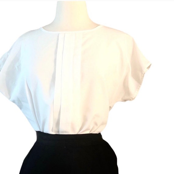 Vintage White Semi Sheer Summer Blouse, Short Sle… - image 2